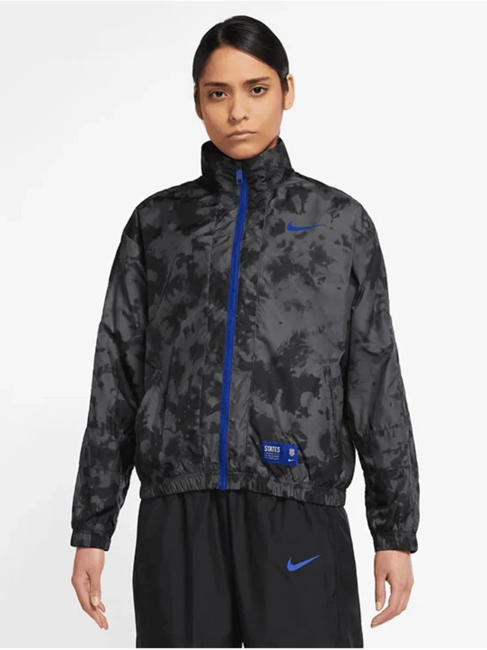 Nike Black Camo Jacket with Blue Trim